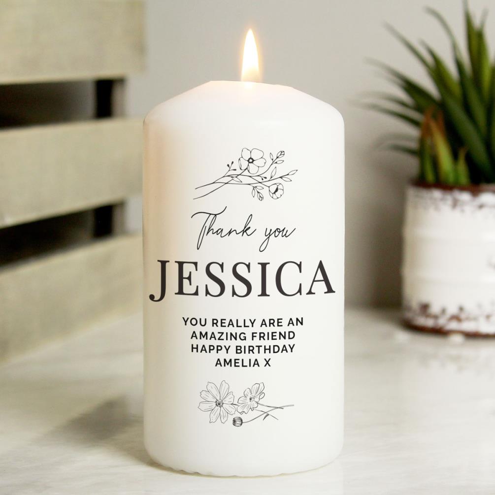 Personalised Floral Pillar Candle Extra Image 2